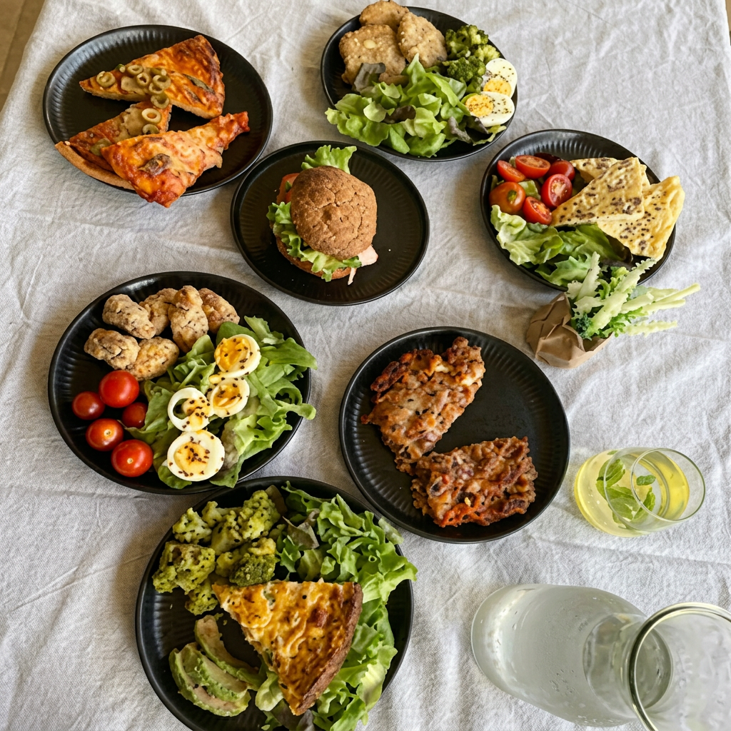 Mesa con variedad de platos keto